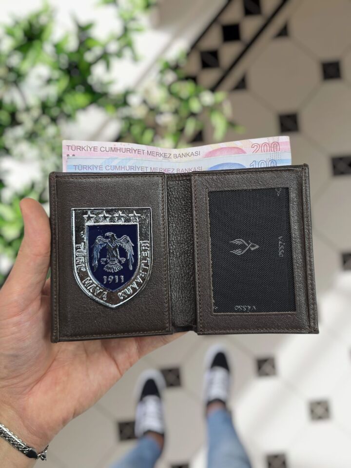 VİSSO 1131 hava HAKİKİ ORJİNAL DERİ ÇANTA  3 ADET KİMLİK KART GÖZLÜ FERMUARLI KADIN ERKEK CÜZDAN METAL  ROZETLİ kahverengi