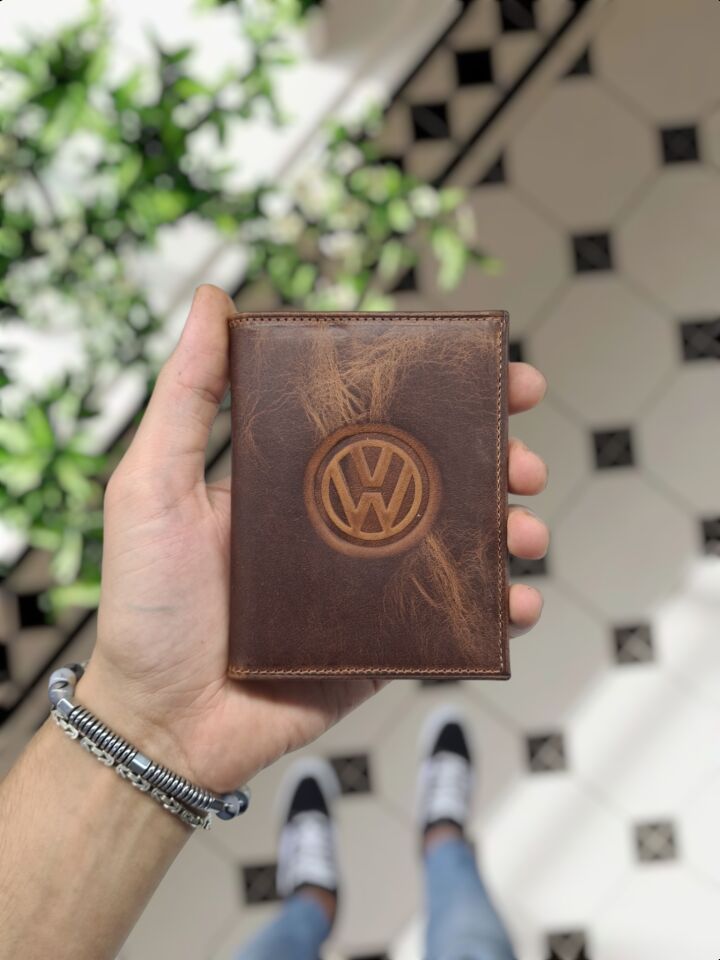 Volkswagen VİSSO 1904 Hakiki Deri Araç Ruhsat Kılıfı İsme Özel Çanta Erkek Kadın Modeli VOLKWAGEN