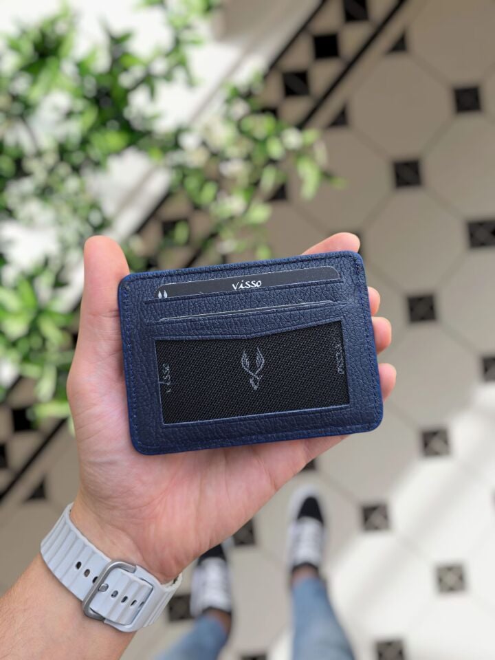 VİSSO 8600 LACİVERT NAPA Hakiki Deri Çıtçıtlı Akordeon Kartlık Akordeon Kimlik Bölmeli Kişiye İsme Özel Bay Bayan Çanta LACİVERT RENK TANITIM FİYATI