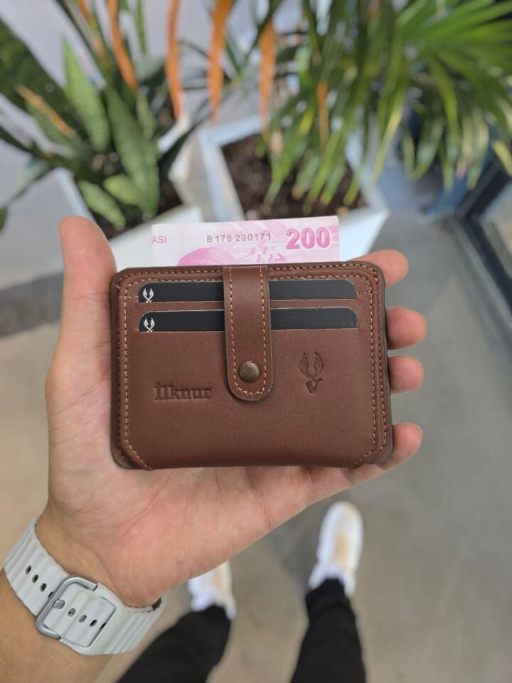 VİSSO 8600 KAHVE NAPA Hakiki Deri Çıtçıtlı Akordeon Kartlık Akordeon Kimlik Bölmeli Kişiye İsme Özel Bay Bayan Çanta KAHVE NAPA