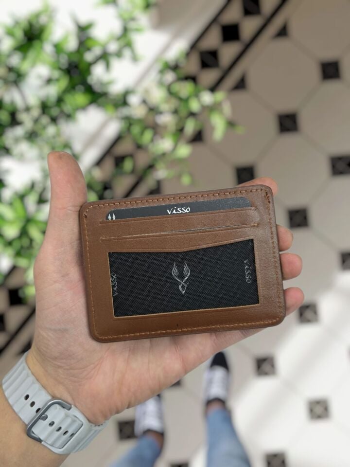 VİSSO 8600 KAHVE NAPA Hakiki Deri Çıtçıtlı Akordeon Kartlık Akordeon Kimlik Bölmeli Kişiye İsme Özel Bay Bayan Çanta KAHVE NAPA