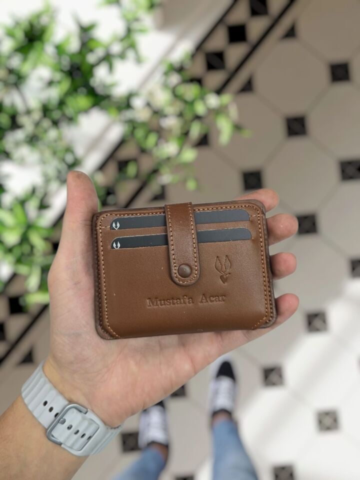 VİSSO 8600 KAHVE NAPA Hakiki Deri Çıtçıtlı Akordeon Kartlık Akordeon Kimlik Bölmeli Kişiye İsme Özel Bay Bayan Çanta KAHVE NAPA