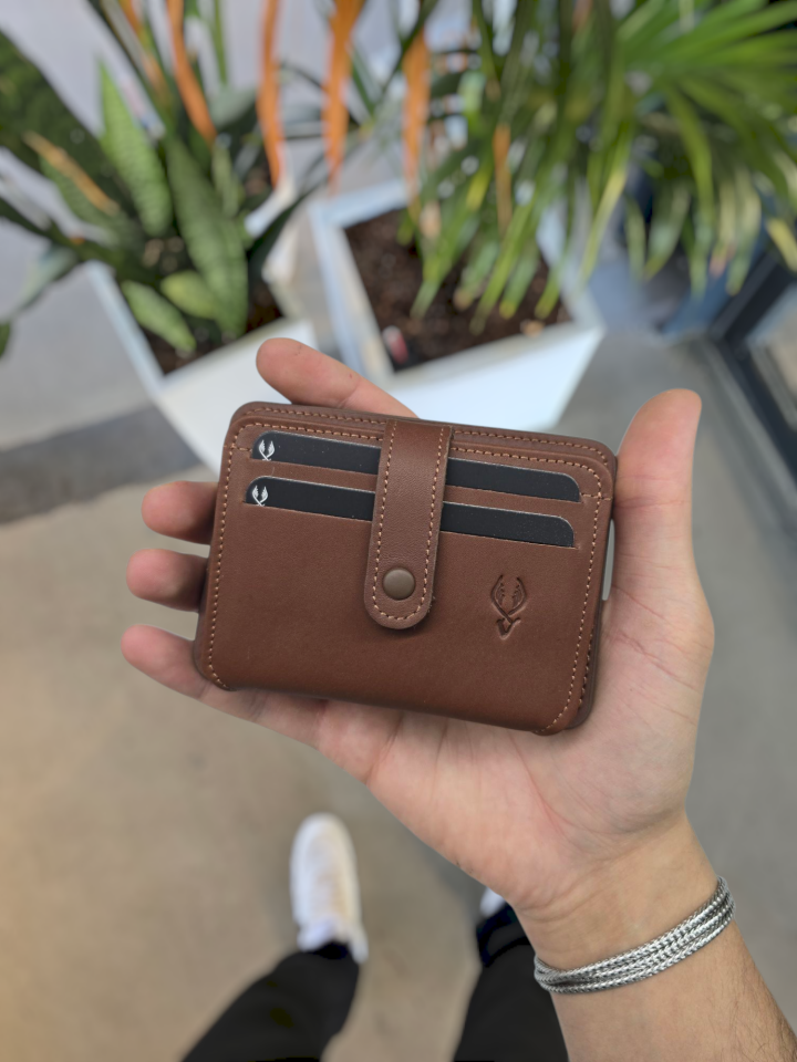 VİSSO 8600 KAHVE NAPA Hakiki Deri Çıtçıtlı Akordeon Kartlık Akordeon Kimlik Bölmeli Kişiye İsme Özel Bay Bayan Çanta KAHVE NAPA