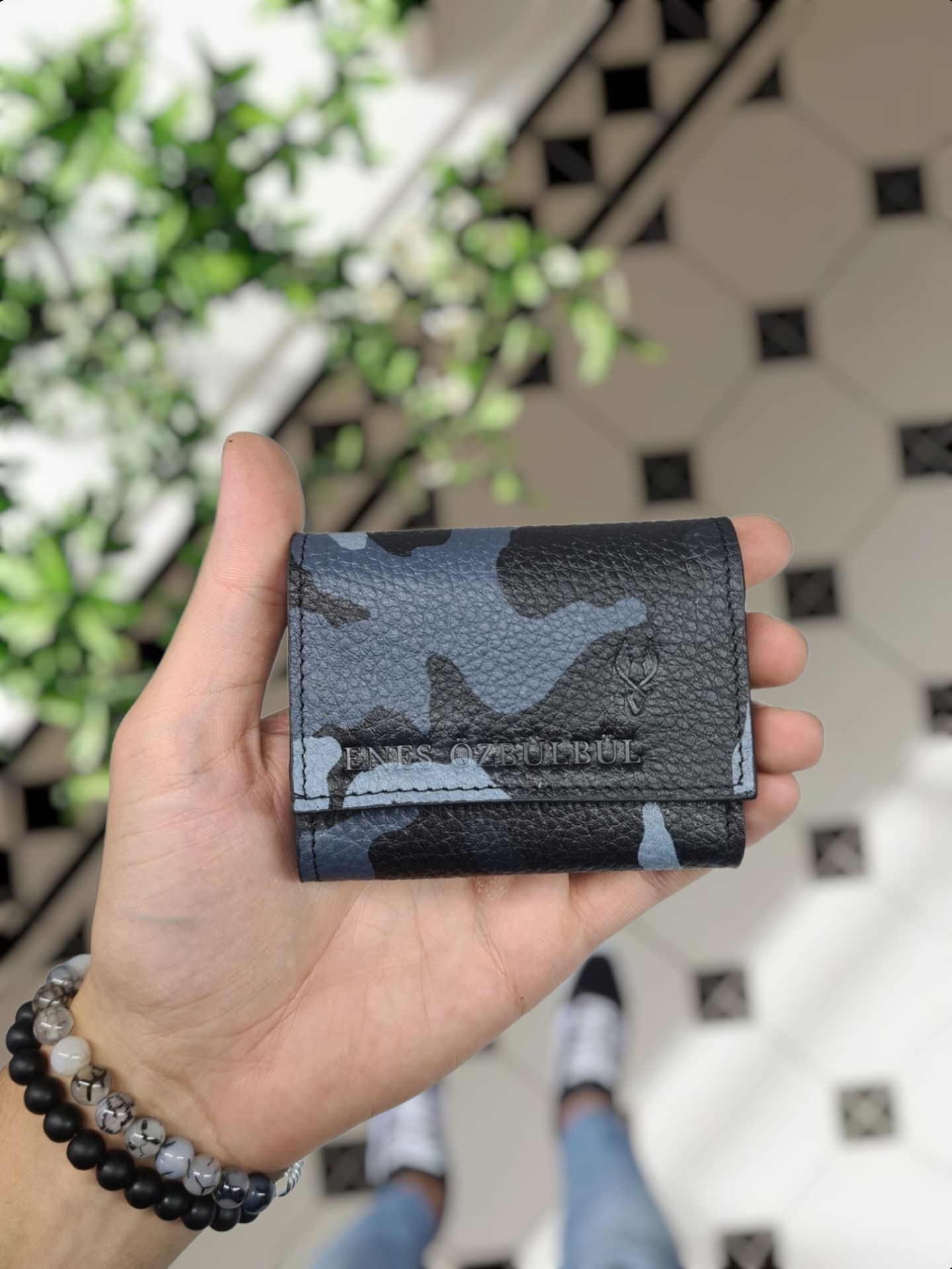 VİSSO 660 MAVİ KAMUFLAJ HAKİKİ DERİ ÇANTA  İSME ÖZEL GÜÇLÜ MIKNATISLI KİLİT AKORDİYON YELPAZE KARTLIK CÜZDAN ERKEK KADIN MODELİ