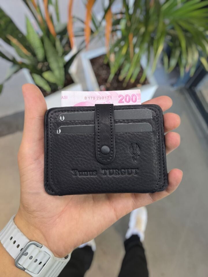 VİSSO 8600 SİYAH GUTTY Hakiki Deri Çıtçıtlı Akordeon Kartlık Akordeon Kimlik Bölmeli Kişiye İsme Özel Bay Bayan Çanta  SİYAH GUTTY TANITIM FİYATI
