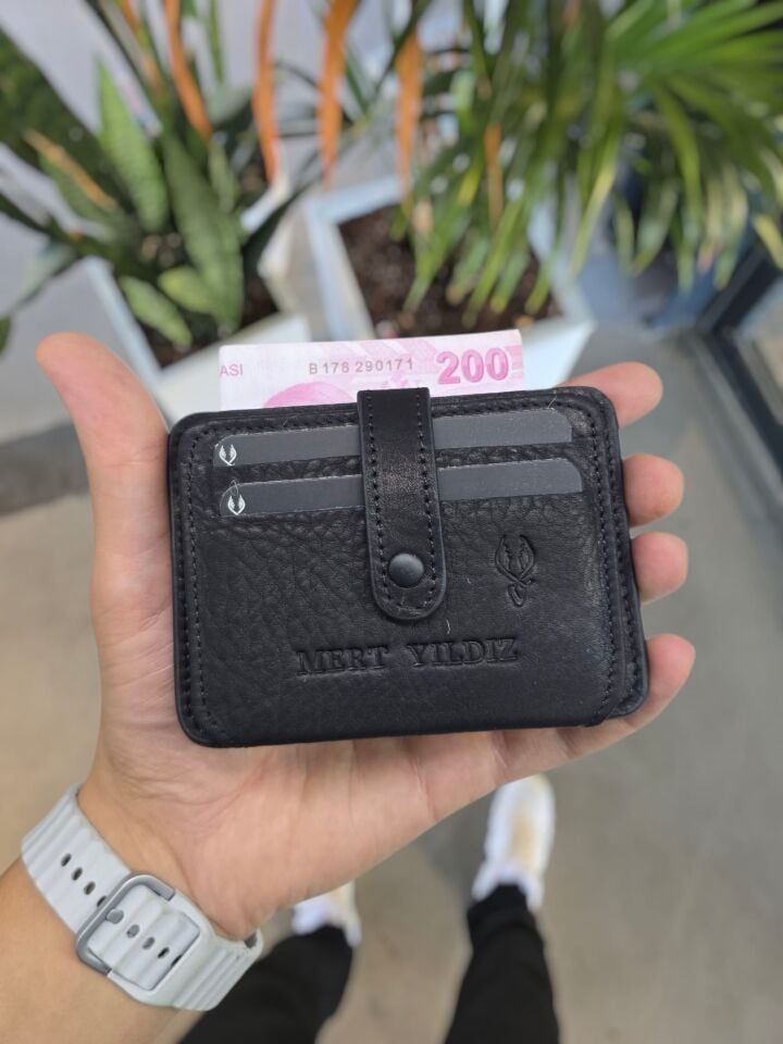 VİSSO 8600 SİYAH GUTTY Hakiki Deri Çıtçıtlı Akordeon Kartlık Akordeon Kimlik Bölmeli Kişiye İsme Özel Bay Bayan Çanta  SİYAH GUTTY TANITIM FİYATI