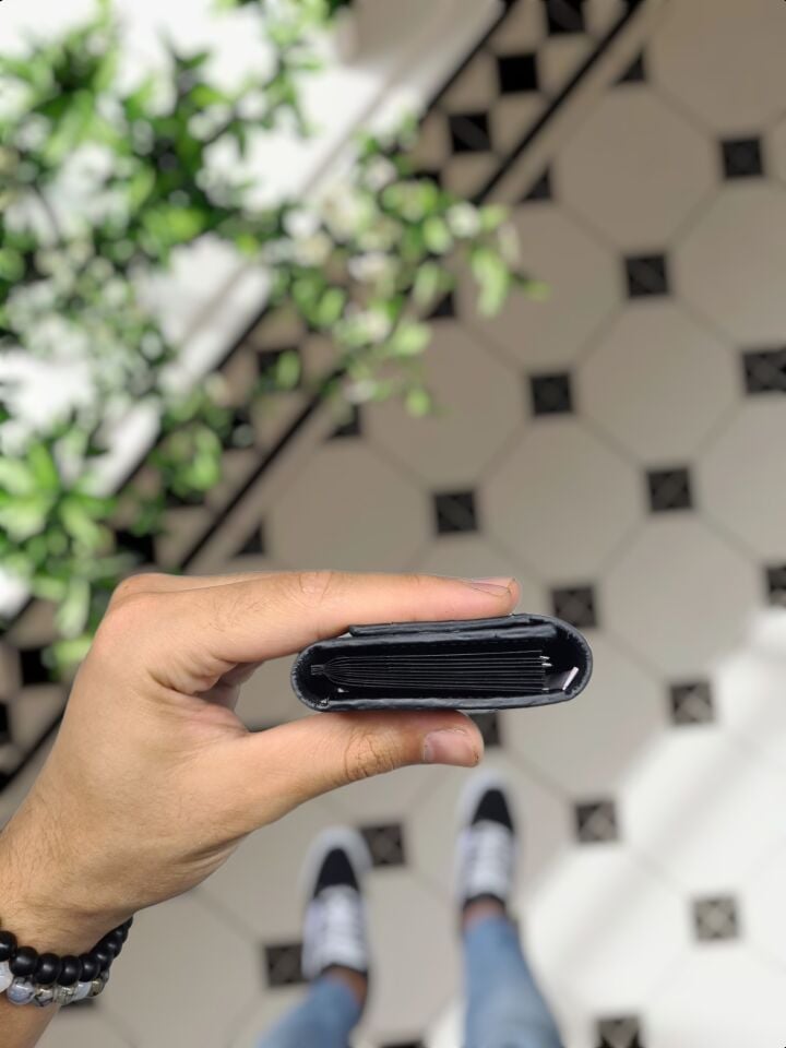 VİSSO 660 CAPTAİN BLACK İTALYAN MAT DÜZ HAKİKİ DERİ ÇANTA  İSME ÖZEL GÜÇLÜ MIKNATISLI KİLİT AKORDİYON YELPAZE KARTLIK CÜZDAN ERKEK KADIN MODELİ