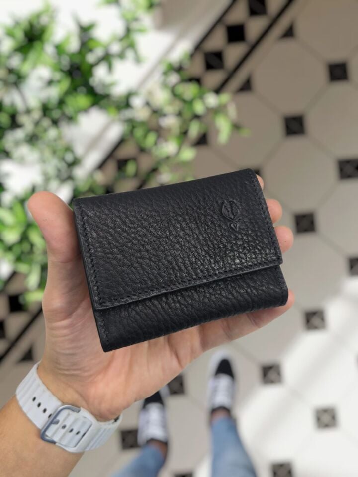 VİSSO 660 SİYAH DERİ ÇANTA  İSME ÖZEL GÜÇLÜ MIKNATISLI KİLİT AKORDİYON YELPAZE KARTLIK CÜZDAN ERKEK KADIN MODELİ