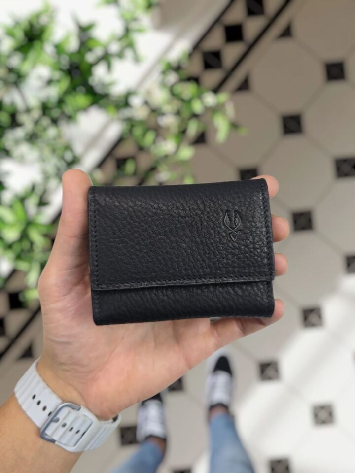 VİSSO 660 SİYAH DERİ ÇANTA  İSME ÖZEL GÜÇLÜ MIKNATISLI KİLİT AKORDİYON YELPAZE KARTLIK CÜZDAN ERKEK KADIN MODELİ