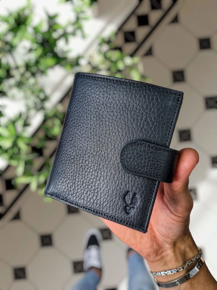 VİSSO 112  SİYAH RENK Cüzdan  Fermuarlı Kişiye Özel İsim Baskılı Bozuk Para Cepli Dıştan Kilitli Çıtçıtlı Cüzdan Çanta Visso Gerçek Deri Ücretsiz Kargo VİSSO 112 Kadın Erkek Unisex
