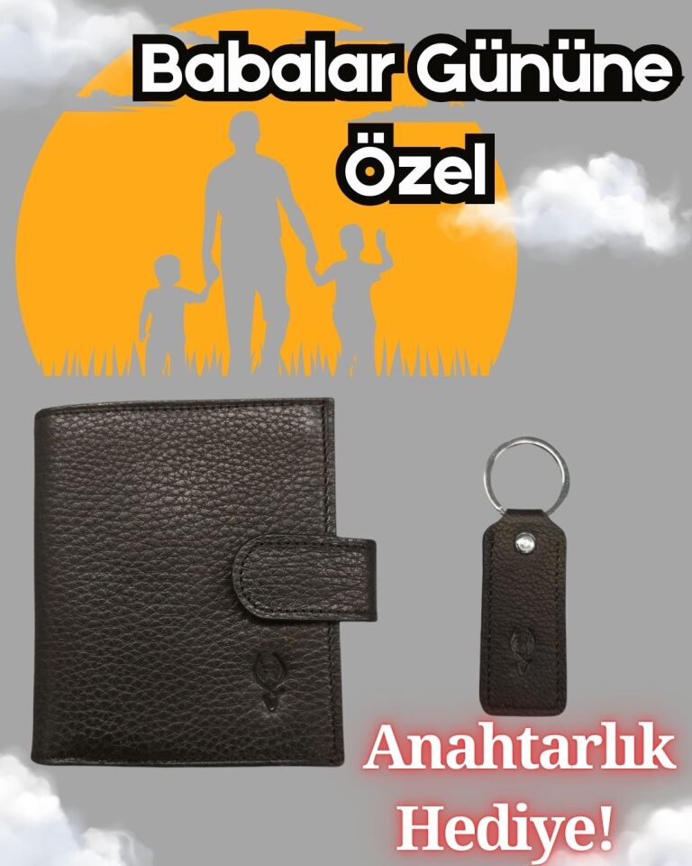 BABALAR Gününe Özel SİYAH RENK cüzdan Ve Anahtarlık Hediyeli Çıtçıtlı Fermuarlı Kişiye Özel İsim Baskılı Bozuk Para Cepli Dıştan Kilitli Çıtçıtlı Cüzdan Çanta Visso Gerçek Deri Ücretsiz Kargo VİSSO 112 Kadın Erkek Unisex