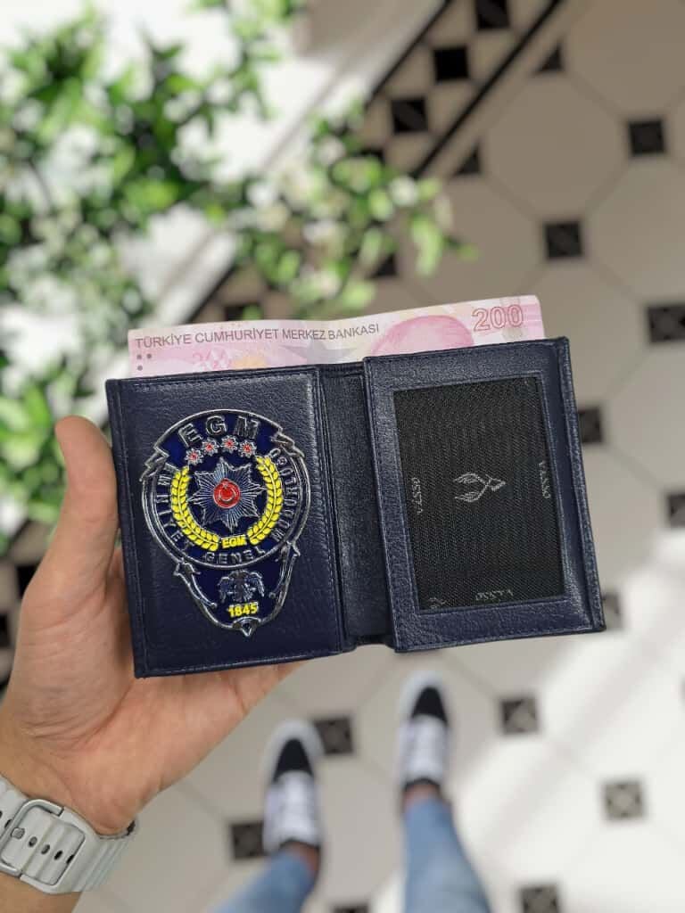 VİSSO 1131 HAKİKİ ORJİNAL DERİ ÇANTA  3 ADET KİMLİK KART GÖZLÜ FERMUARLI KADIN ERKEK CÜZDAN Egm Metal Rozetli LACİVERT