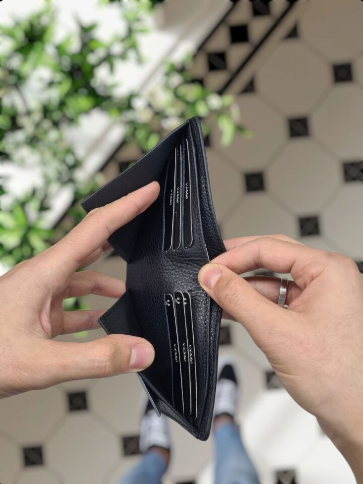 VİSSO 1236 Sahil Güvenlik Rozetli HAKİKİ DERİ ÇANTA İSME ÖZEL KAĞIT PARA VE KİMLİK BÖLMELİ ERKEK VE KADIN CÜZDAN Siyah Renk Deri