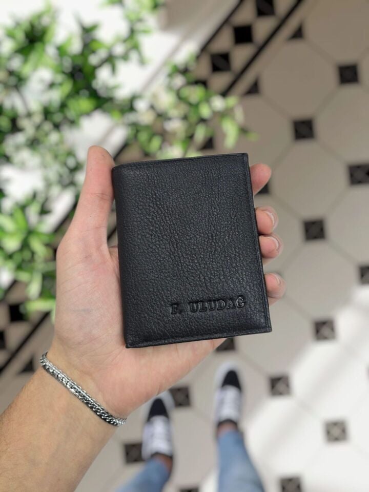 VİSSO 1131 Orman Bakanlığı Rozetli HAKİKİ ORJİNAL DERİ ÇANTA SİYAH RENK 3 ADET KİMLİK KART GÖZLÜ FERMUARLI ROZETLİ KADIN ERKEK CÜZDAN Siyah Renk  Deri