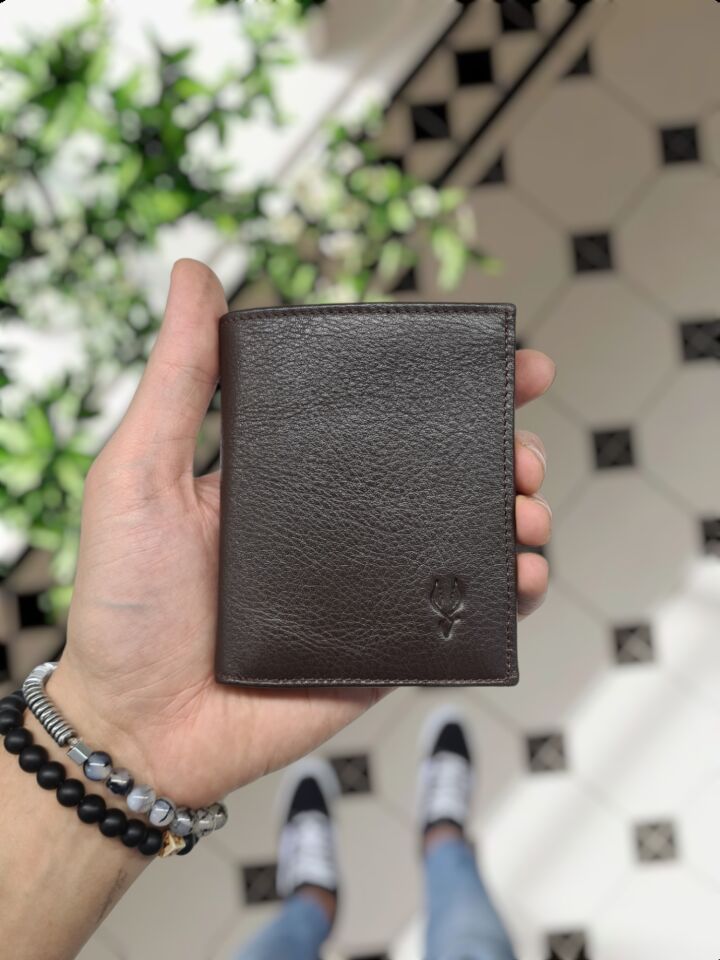 VİSSO 1131 HAKİKİ ORJİNAL DERİ ÇANTA  3 ADET KİMLİK KART GÖZLÜ FERMUARLI KADIN ERKEK CÜZDAN EGM ROZETLİ kahverengi