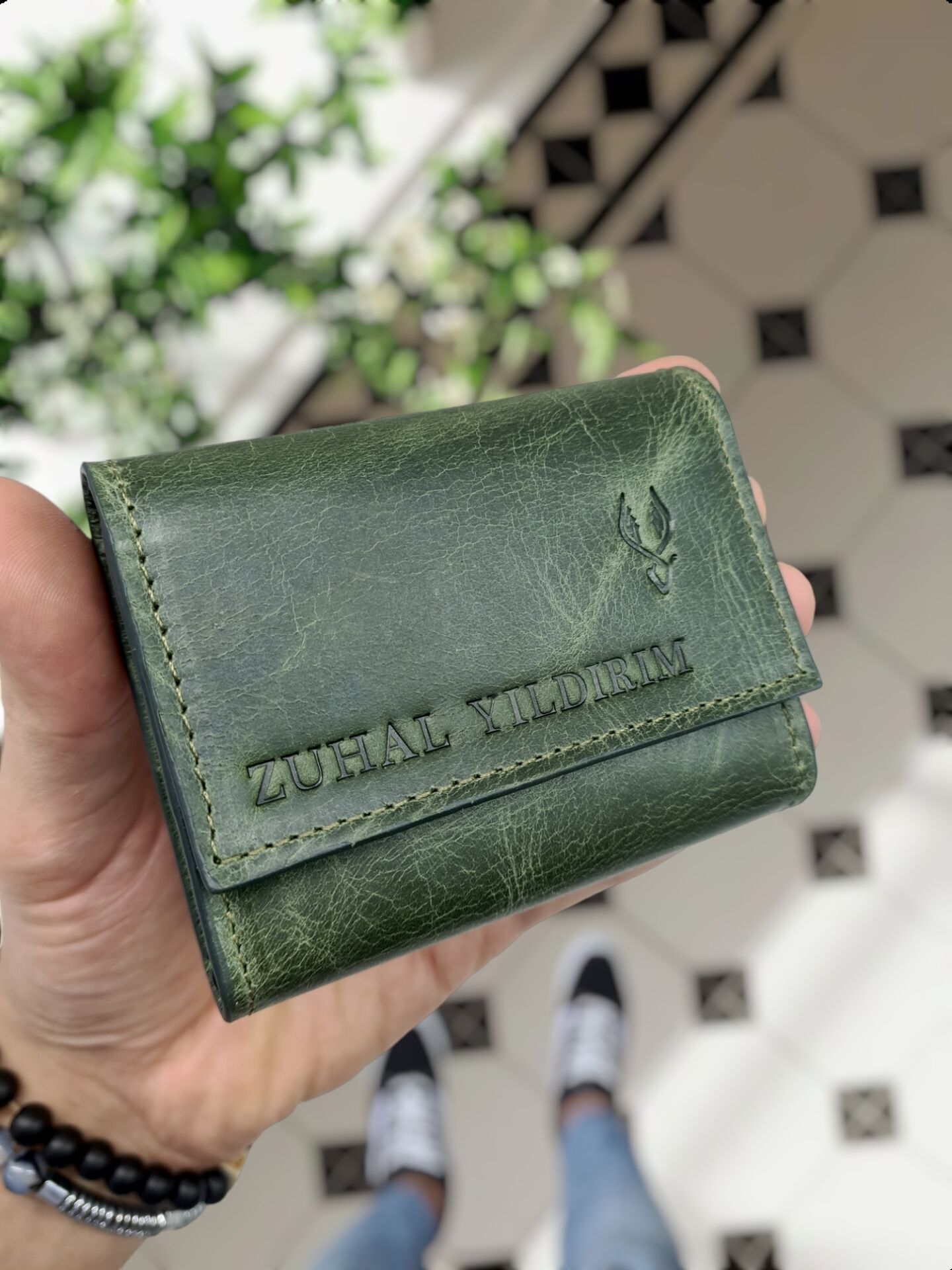 VİSSO 660 yeşil granada HAKİKİ DERİÇANTA  İSME ÖZEL GÜÇLÜ MIKNATISLI KİLİT AKORDİYON YELPAZE KARTLIK CÜZDAN ERKEK KADIN MODELİ