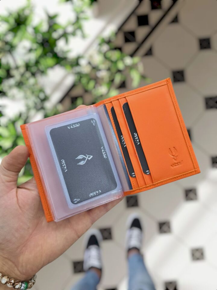 Audi VİSSO 1904 Hakiki Deri Araç Ruhsat Kılıfı İsme Özel Çanta Erkek Kadın Modeli AUDİ Turuncu