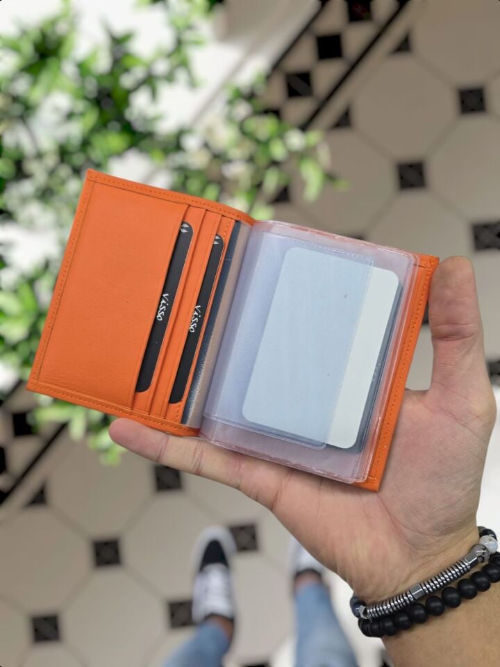 Audi VİSSO 1904 Hakiki Deri Araç Ruhsat Kılıfı İsme Özel Çanta Erkek Kadın Modeli AUDİ Turuncu