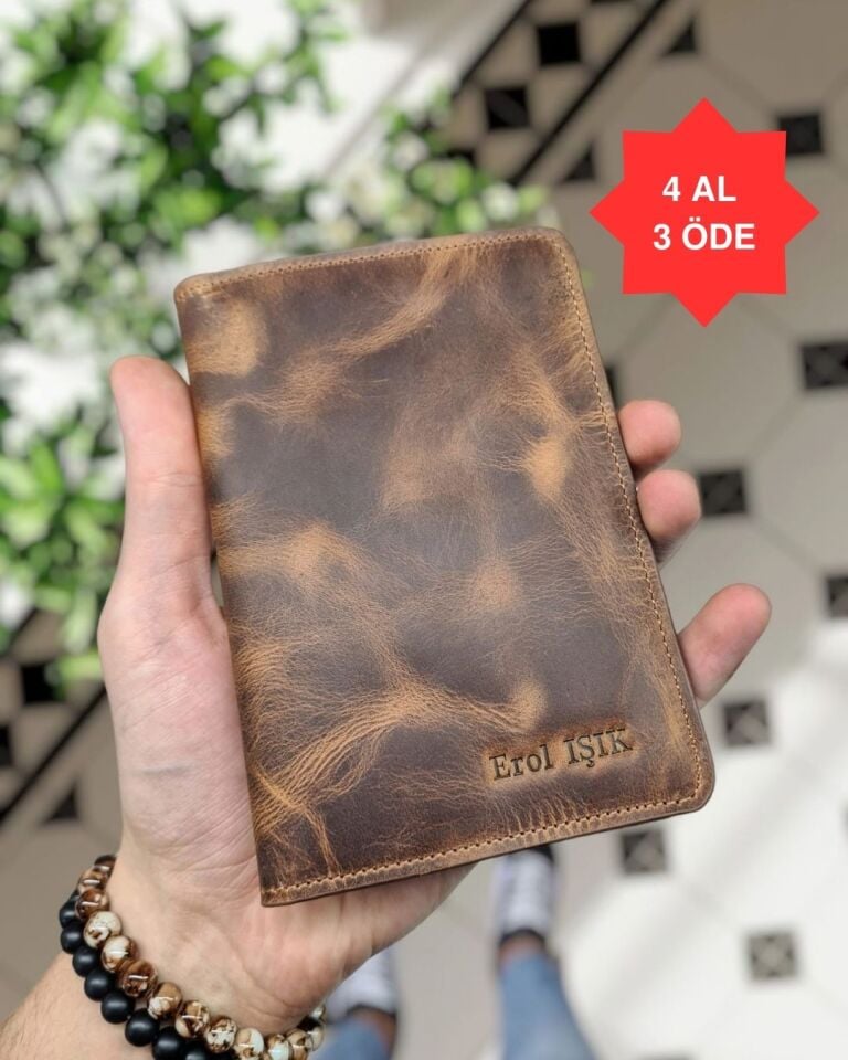 VİSSO 911 HAKİKİ ORJİNAL DERİ ÇANTA  KREDİ KART VE KİMLİK HAZNELİ PASAPORTLUK - DERİ PASAPORT KILIFI AÇIK  FINDIK MATRİX RENK KAMPANYALI