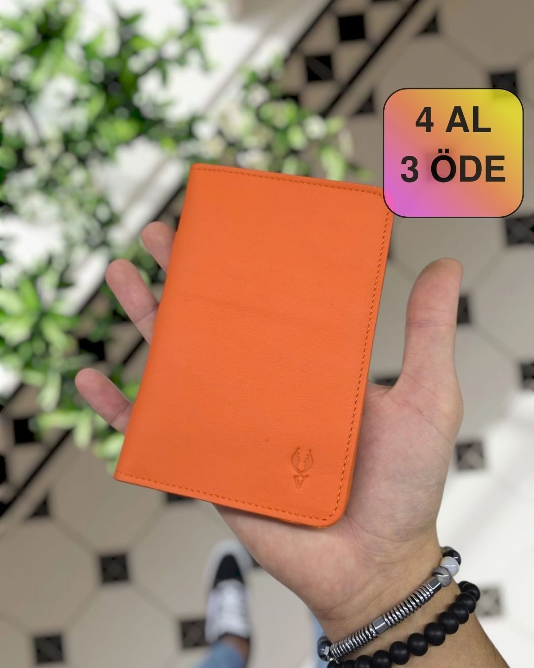 VİSSO 911 HAKİKİ ORJİNAL DERİ ÇANTA KREDİ KART VE KİMLİK HAZNELİ PASAPORTLUK - DERİ PASAPORT KILIFI  Turuncu NAPA