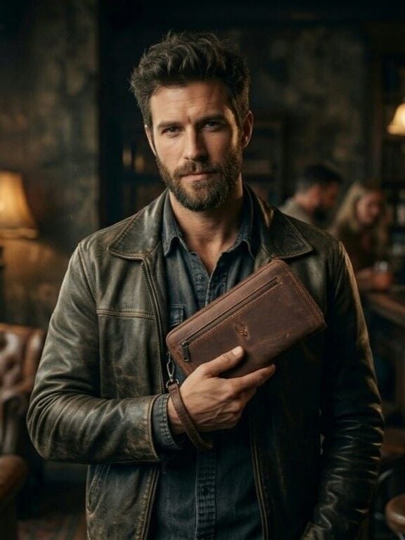 VİSSO 453 Hakiki Deri Fermuarlı El Çantası FINDIK MATRİX