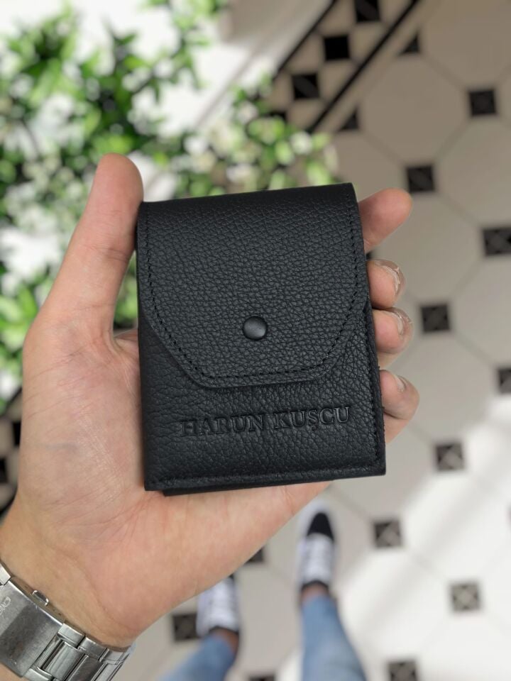 Visso 571 Hakiki Deri Efsane Trend Model Çok Para Konan Cüzdan Unisex Kartlık Çıtçıtlı En Çok Tercih Edilen Model SİYAH RENK