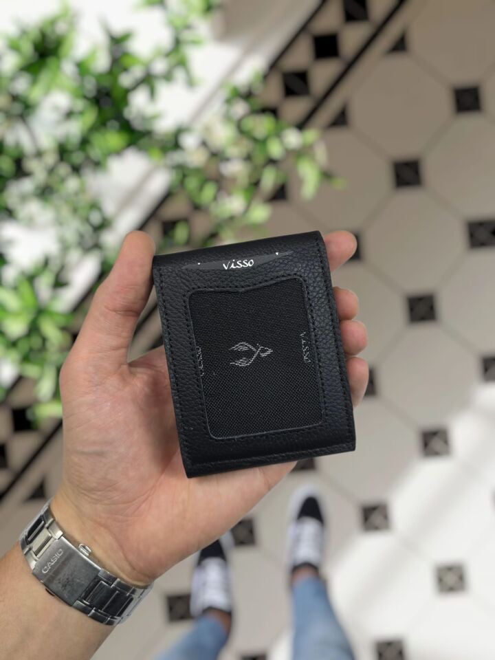 Visso 571 Hakiki Deri Efsane Trend Model Çok Para Konan Cüzdan Unisex Kartlık Çıtçıtlı En Çok Tercih Edilen Model SİYAH RENK