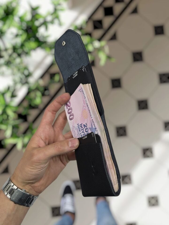 Visso 571 Hakiki Deri Efsane Trend Model Çok Para Konan Cüzdan Unisex Kartlık Çıtçıtlı En Çok Tercih Edilen Model SİYAH RENK
