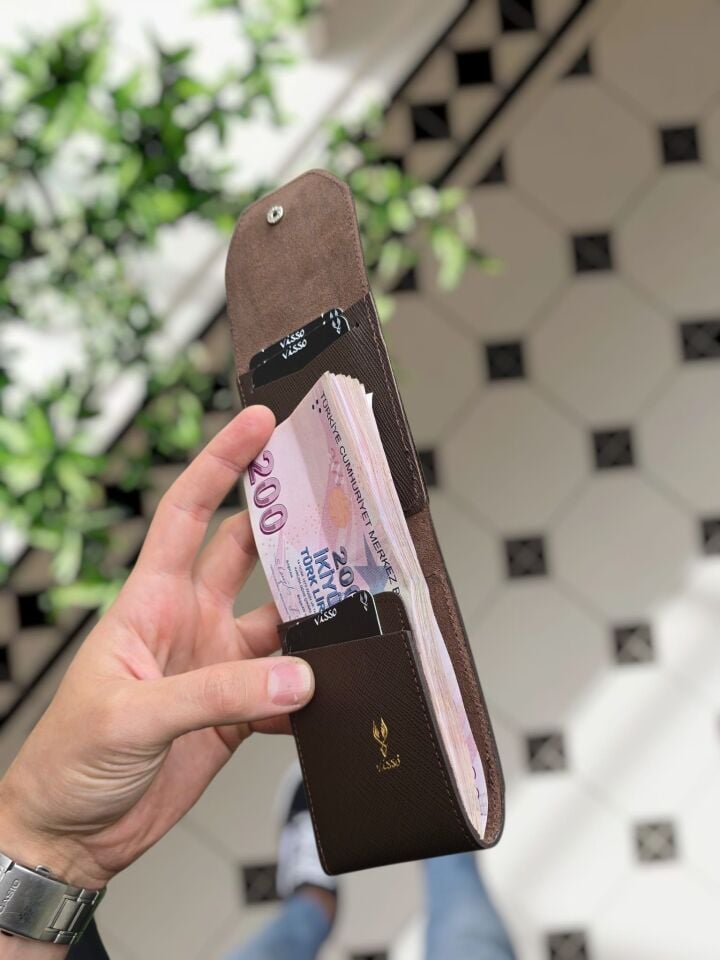 Visso 571 Hakiki Deri Efsane Trend Model Çok Para Konan Cüzdan Unisex Kartlık Çıtçıtlı En Çok Tercih Edilen Model KAHVERENGİ PRD