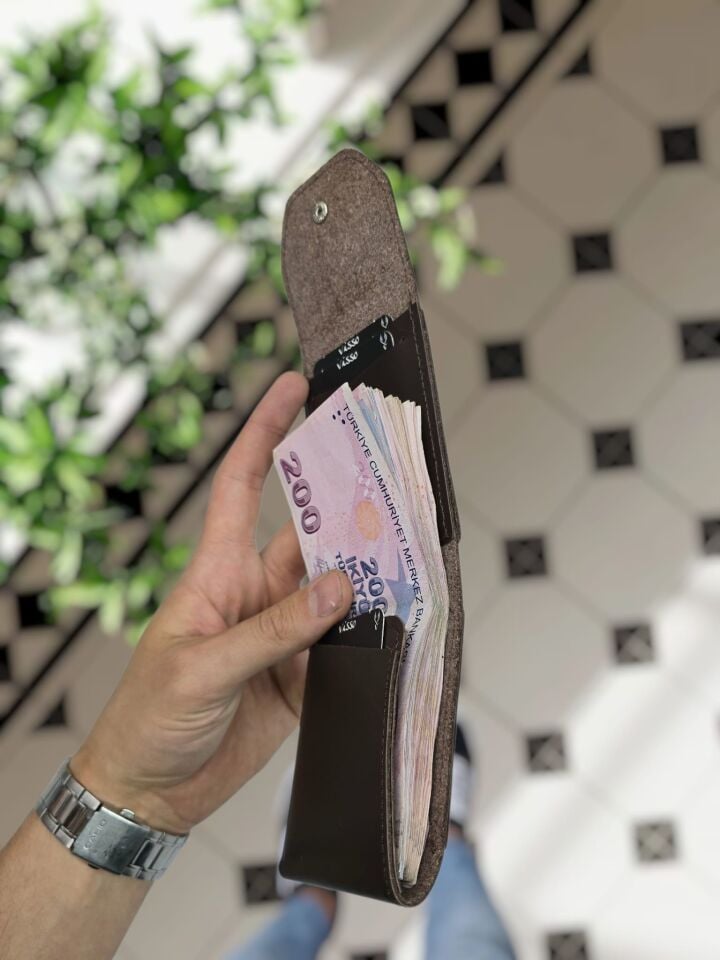 Visso 571 Hakiki Deri Efsane Trend Model Çok Para Konan Cüzdan Unisex Kartlık Çıtçıtlı En Çok Tercih Edilen Model KAHVERENGİ DÜZ
