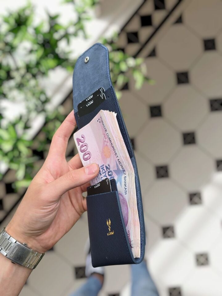 Visso 571 Hakiki Deri Efsane Trend Model Çok Para Konan Cüzdan Unisex Kartlık Çıtçıtlı En Çok Tercih Edilen Model LACİVERT PRD