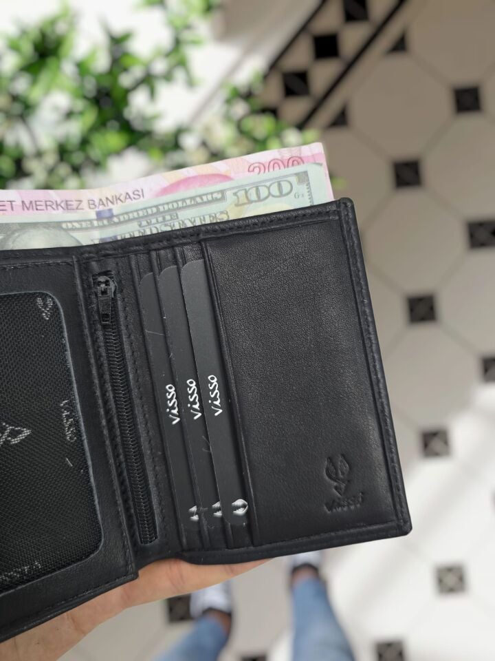 VİSSO 362 Kişiye Özel İsim Yazılı Hakiki Deri Minimalist Fonksiyonel  Cüzdan – Kişiselleştirilebilir Tasarım  - Özel Hediye Kutulu