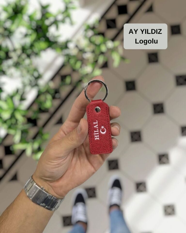 Visso 1020 Hakiki Deri Anahtarlık - Kişiye Özel Deri Anahtarlık Çanta  Kırmızı PRD AYYILDIZ
