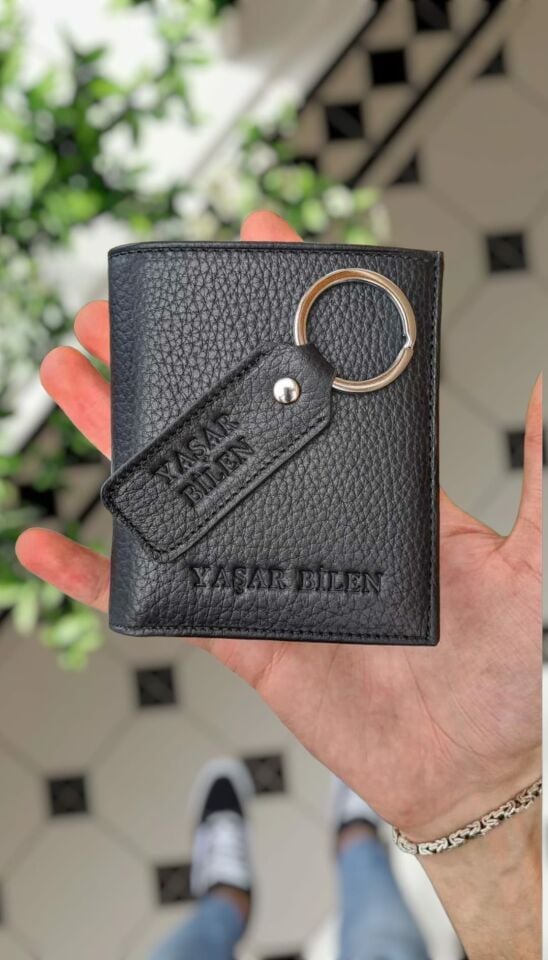 VİSSO 114 SET CÜZDAN VE ANAHTARLIK  , – İSME ÖZEL HAKİKİ DERİ siyah gutty ERKEK KADIN CÜZDAN VE DERİ ANAHTARLIK – KALİTELİ VE ŞIK