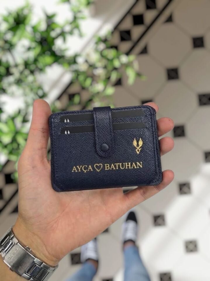 VİSSO 8600 Hakiki Deri Çıtçıtlı Akordeon Kartlık Akordeon Kimlik Bölmeli Kişiye İsme Özel Bay Bayan Çanta LACİVERT PRD
