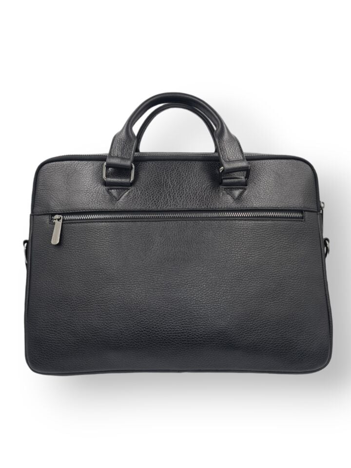 VİSSO 1071 Hakiki Deri Askılı Omuzda Ve Elde Taşınabilen Evrak & Notebook Laptop Çantası Siyah Deri