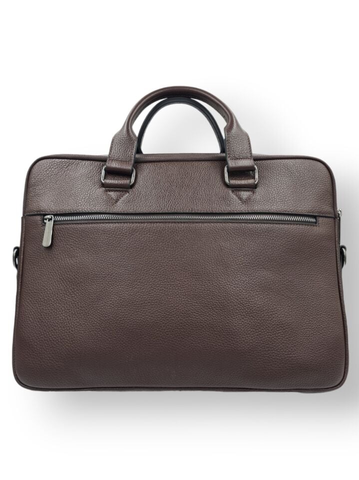 VİSSO 1071 Hakiki Deri Askılı Omuzda Ve Elde Taşınabilen Evrak & Notebook Laptop Çantası Kahverengi Deri