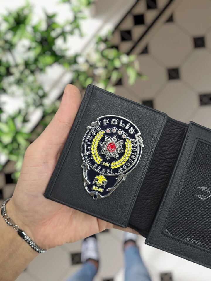 VİSSO 1131 Polis Rozetli HAKİKİ DERİ ÇANTA  İSME ÖZEL POLİS ROZETLİ KAĞIT PARA VE KİMLİK BÖLMELİ ERKEK VE KADIN CÜZDAN polis