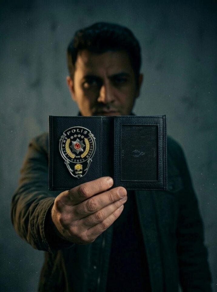 VİSSO 1131 Polis Rozetli HAKİKİ DERİ ÇANTA  İSME ÖZEL POLİS ROZETLİ KAĞIT PARA VE KİMLİK BÖLMELİ ERKEK VE KADIN CÜZDAN polis