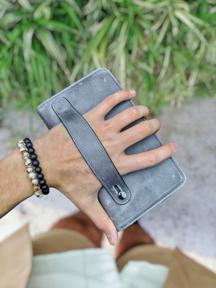 VİSSO 454 Hakiki Deri Fermuarlı El Çantası Visso 454 Visso 454 Gri Natural Crayz