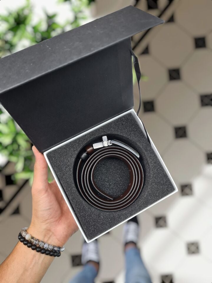 Çift RENLİ Hakiki Deri Kemer SİYAH - KAHVE renk