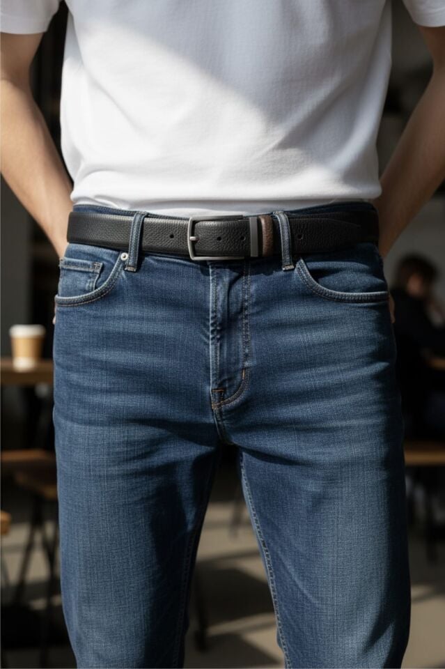 Çift RENLİ Hakiki Deri Kemer SİYAH - KAHVE renk