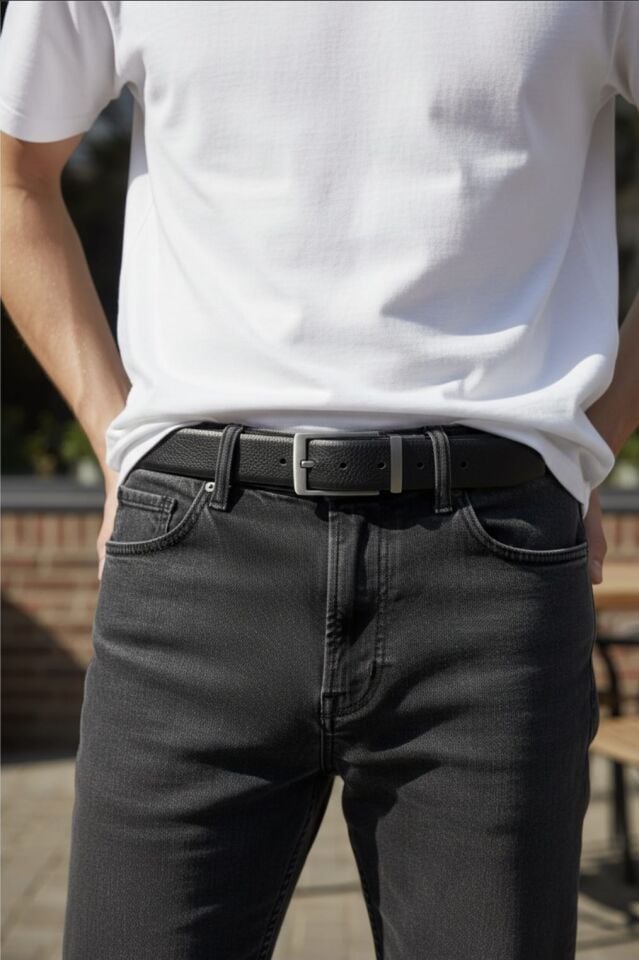 Çift RENLİ Hakiki Deri Kemer SİYAH - KAHVE renk