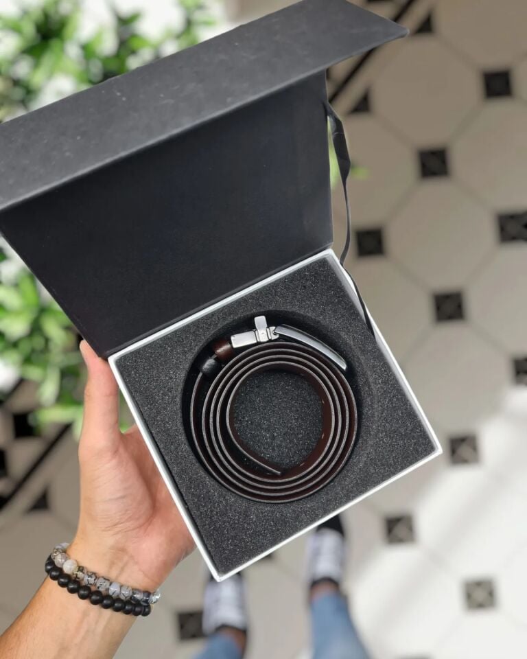 Çift RENKLİ  Hakiki Deri Kemer Kahve - Siyah renk