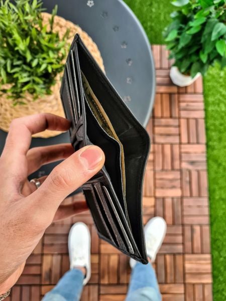 VİSSO 155  Cüzdan + Kemer HAKİKİ DERİ YAVRU KARTLIKLI İKİ KİMLİK BÖLMELİ BAY BAYAN KULLANIMLI CÜZDAN siyah gutty ÇANTA