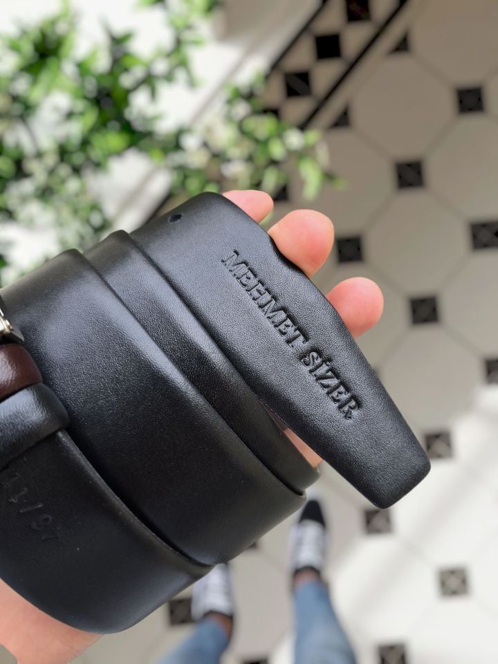 VİSSO 114  Cüzdan + Çİft Renkli Kemer HAKİKİ DERİ KİMLİK BÖLMELİ BAY BAYAN KULLANIMLI CÜZDAN siyah gutty ÇANTA