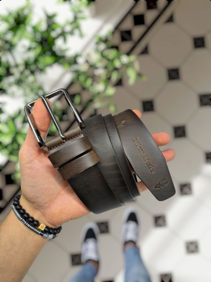 Hakiki Deri KAHVE MATRİX KEMER