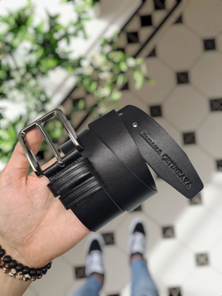 Hakiki Deri Siyah Renk Kot KEMER 4 cm