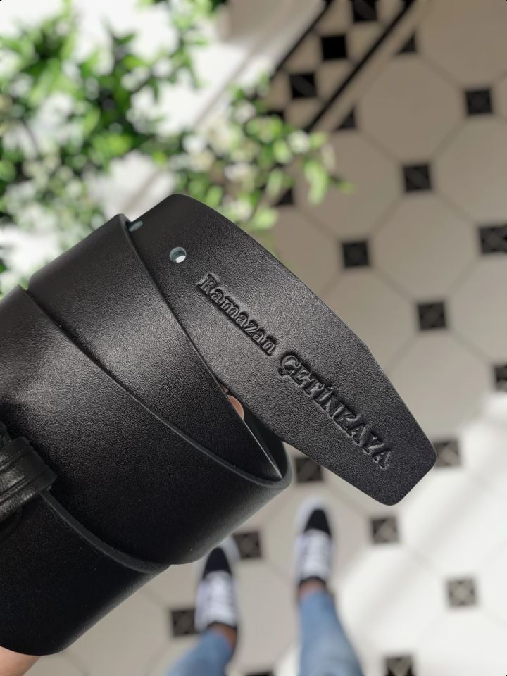 Hakiki Deri Siyah Renk Kot KEMER 4 cm