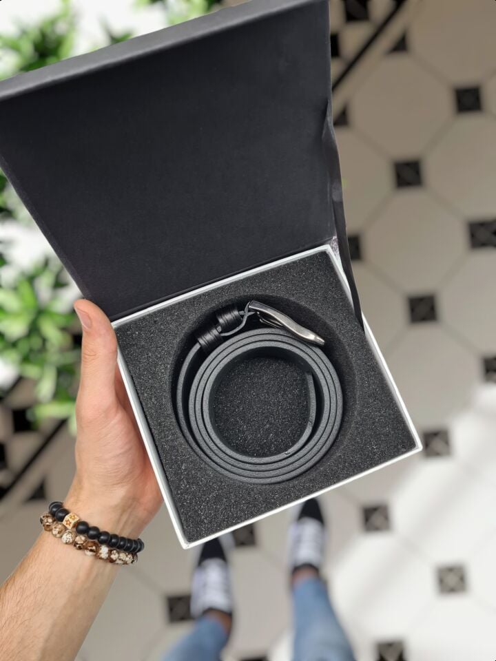 Hakiki Deri Siyah Renk Kot KEMER 4 cm